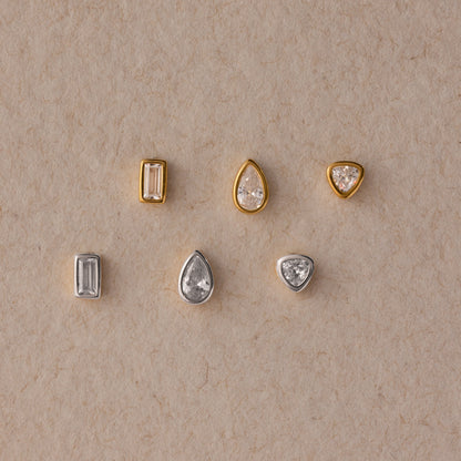 Diamond Bezel Flatback Studs Set