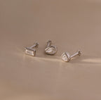 Diamond Bezel Flatback Studs Set