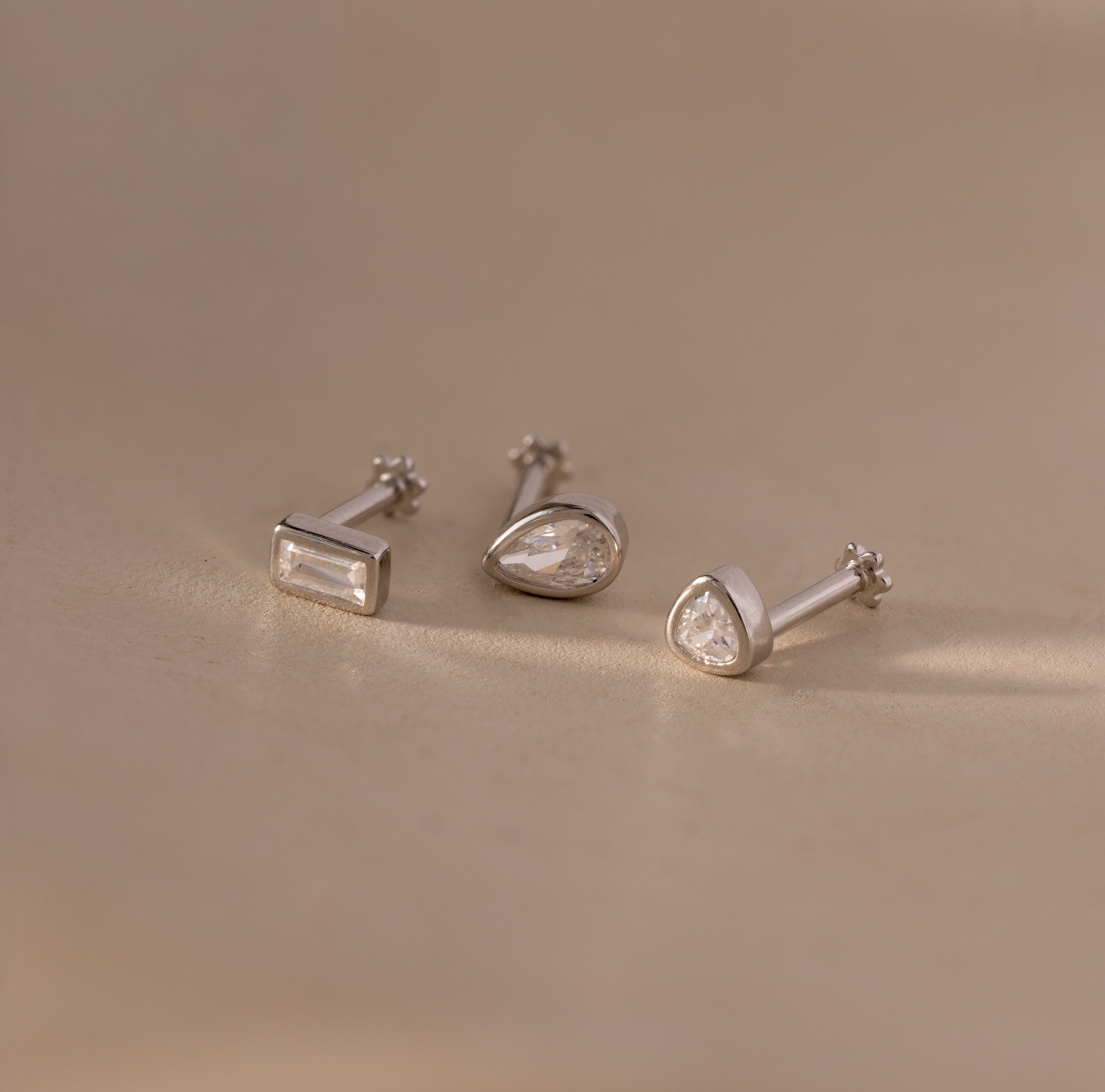 Diamond Bezel Flatback Studs Set