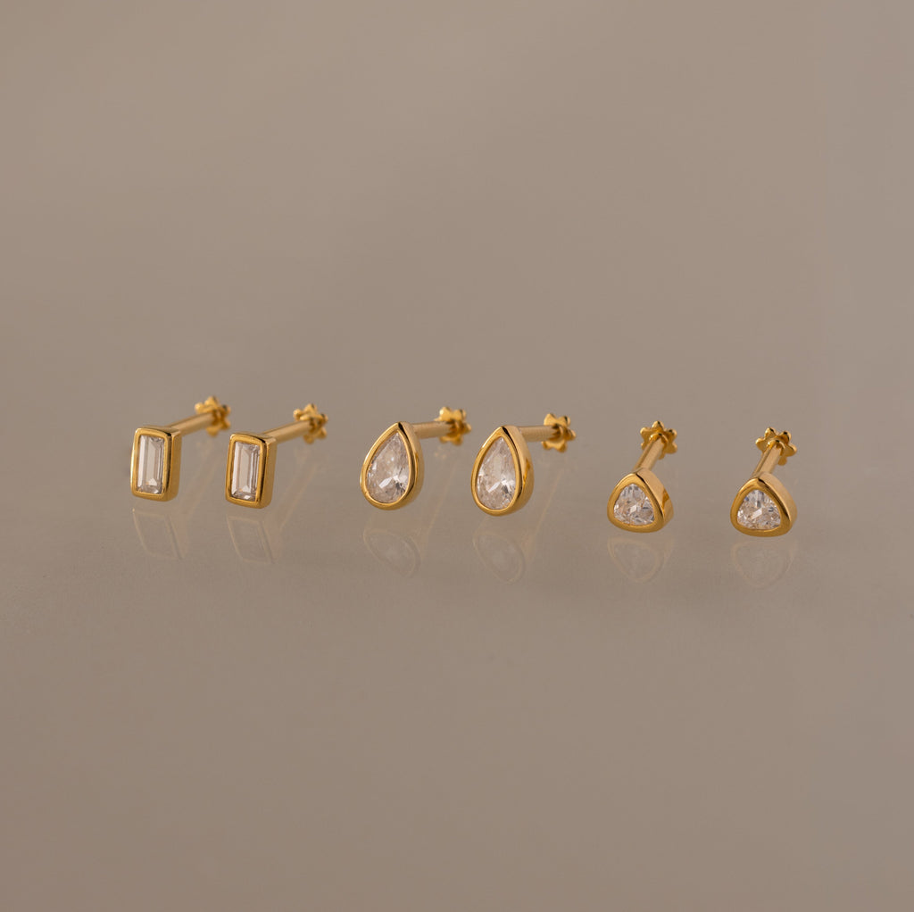 Diamond Bezel Flatback Studs Set