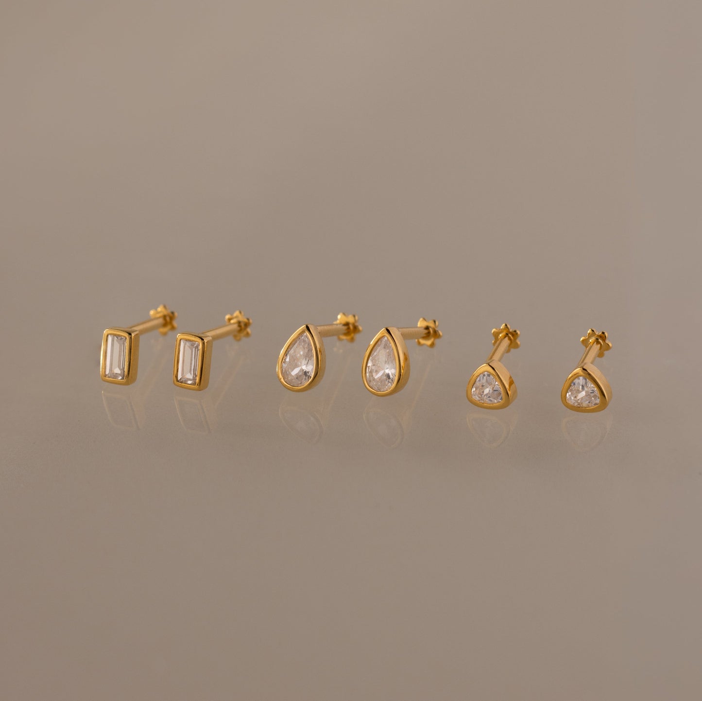 Diamond Bezel Flatback Studs Set