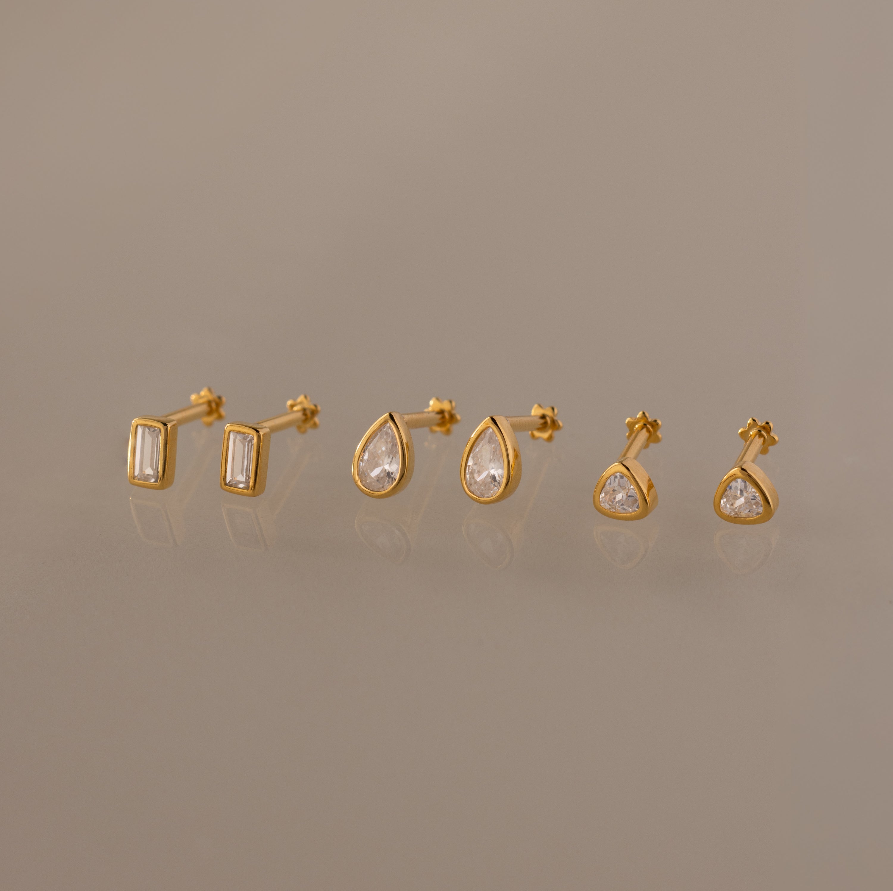 Diamond Bezel Flatback Studs Set