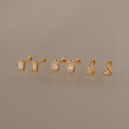 Diamond Bezel Flatback Studs Set