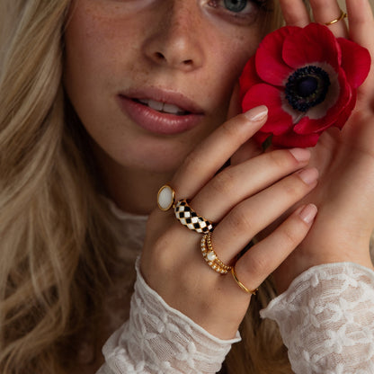 Checkered Dome Ring
