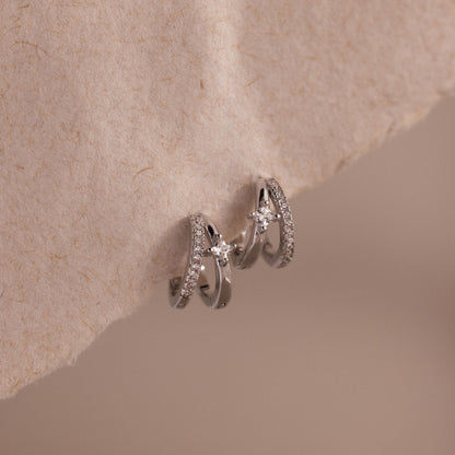 Pave Diamond Duo Huggies
