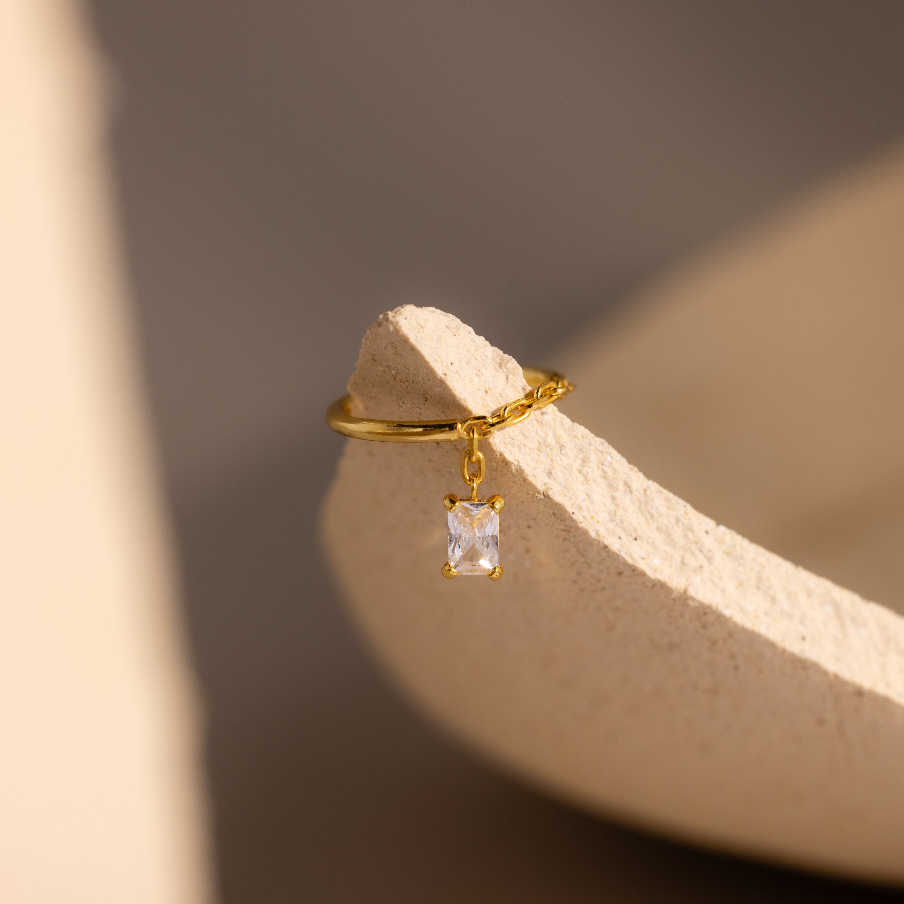 Birthstone Drop Chain Ring