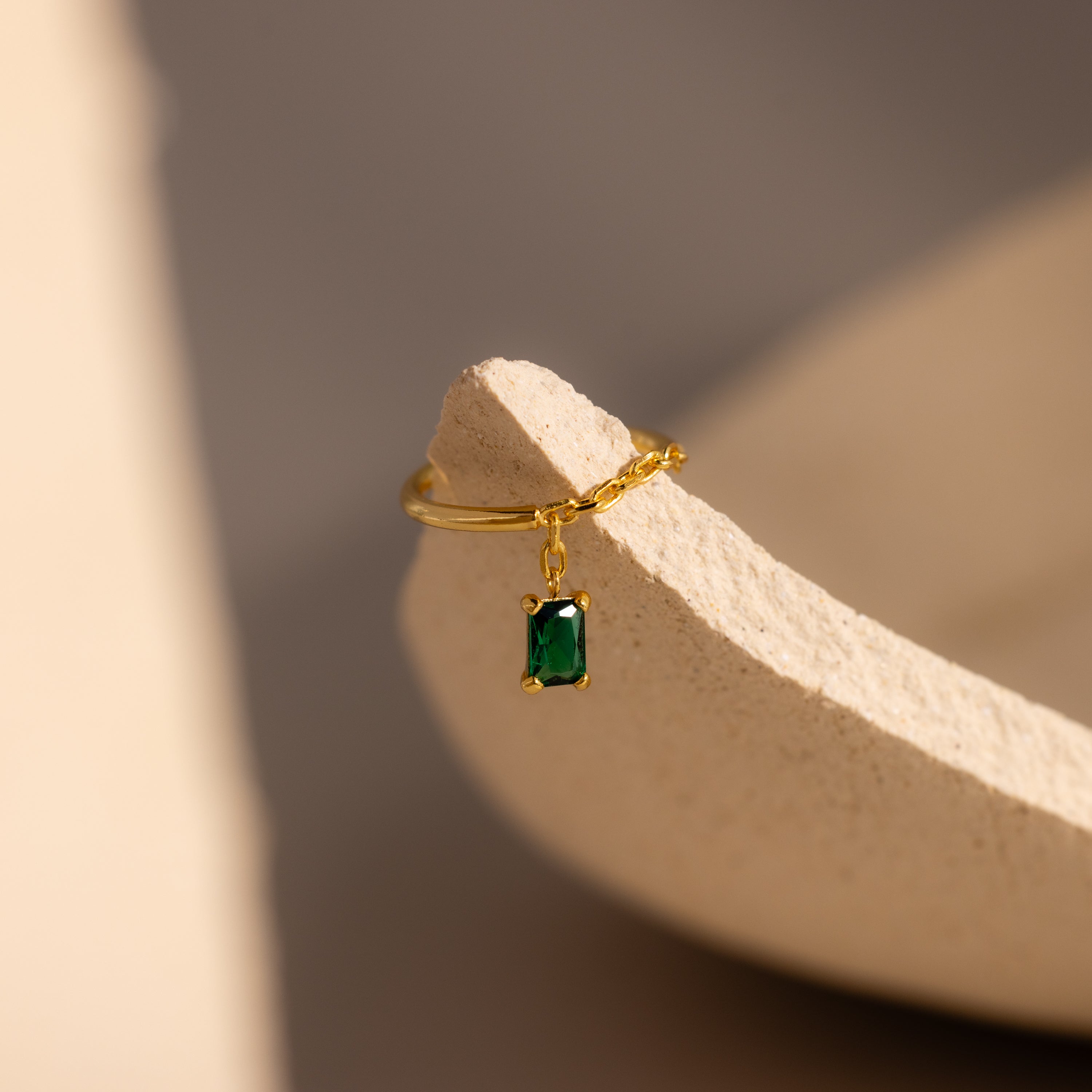 Birthstone Drop Chain Ring