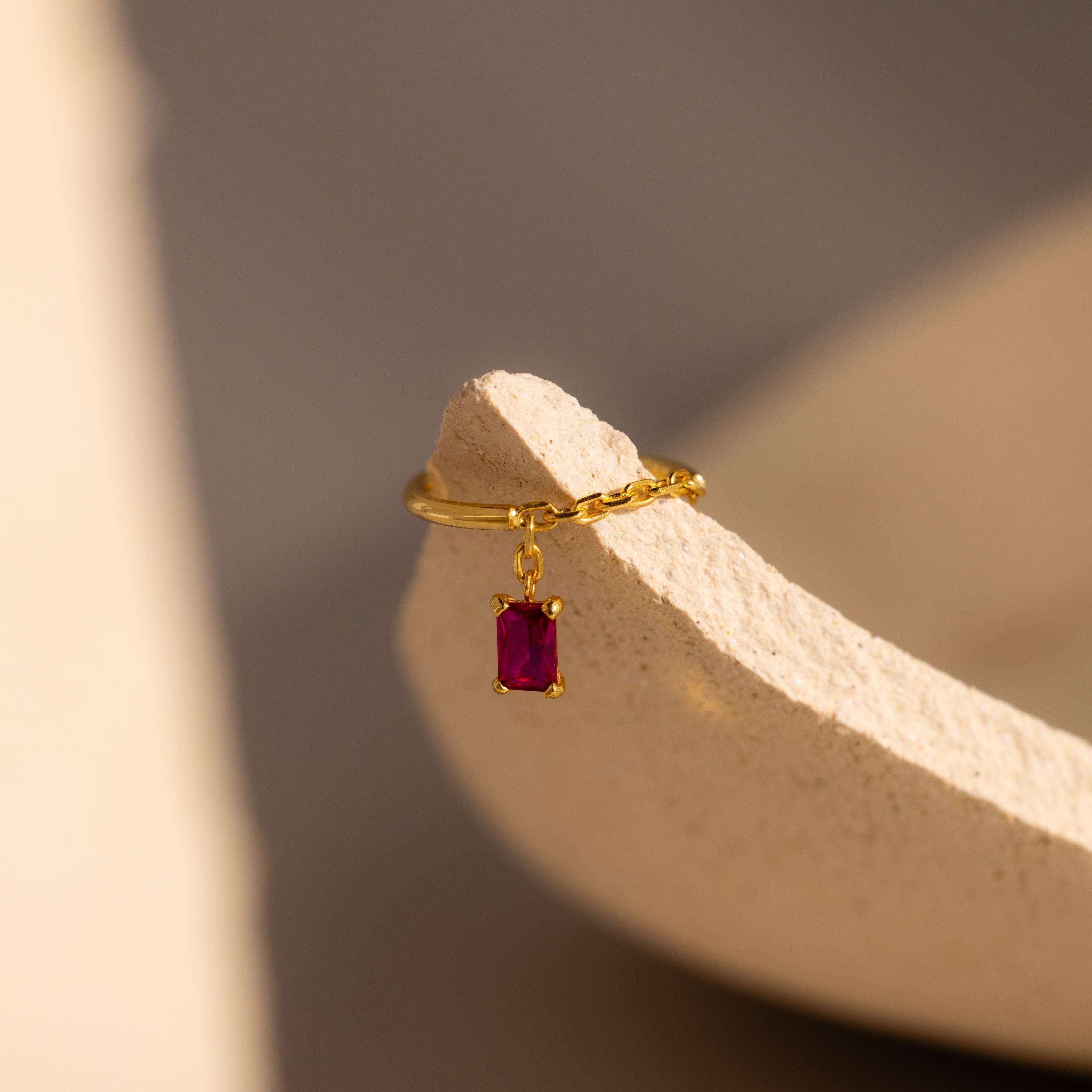 Birthstone Drop Chain Ring