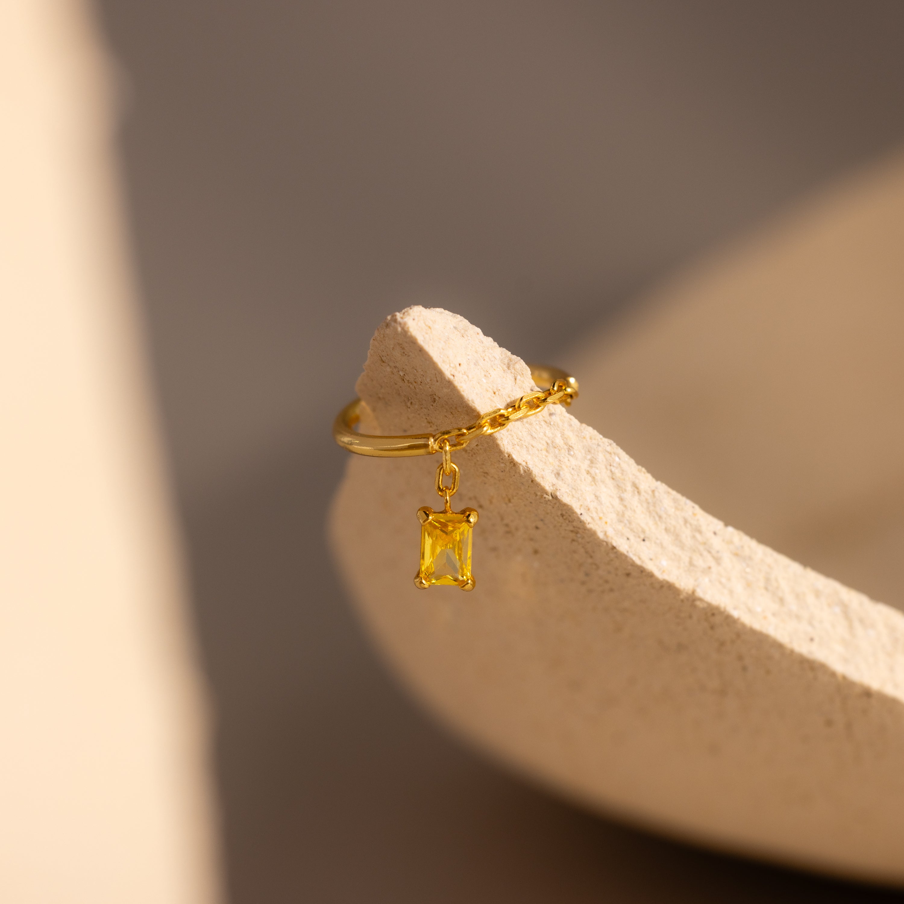 Birthstone Drop Chain Ring