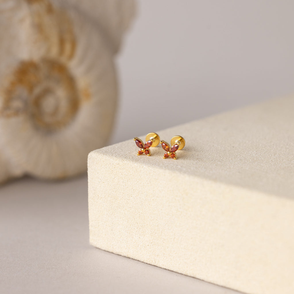 Butterfly Birthstone Flatback Studs
