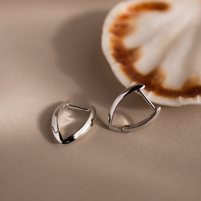 Geometric Leaf Hoop Earrings