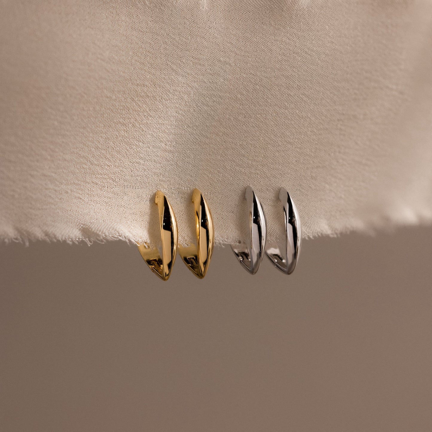 Geometric Leaf Hoop Earrings