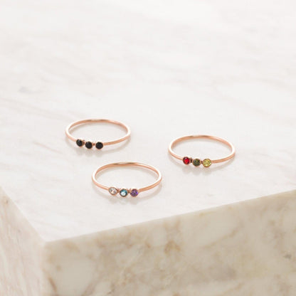Tiny Triple Birthstone Ring