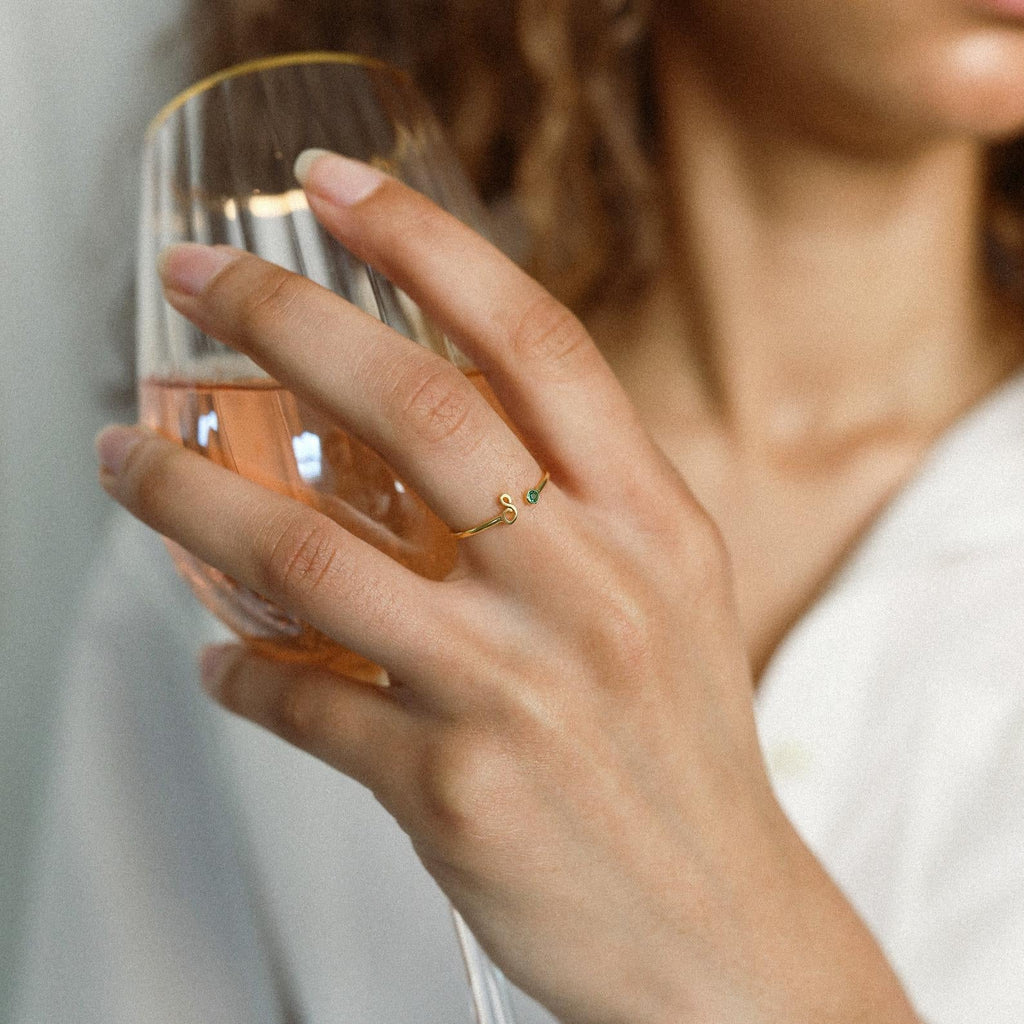 Venice Initial Birthstone Ring