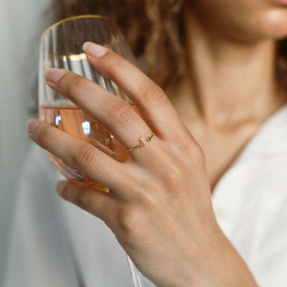 Venice Initial Birthstone Ring