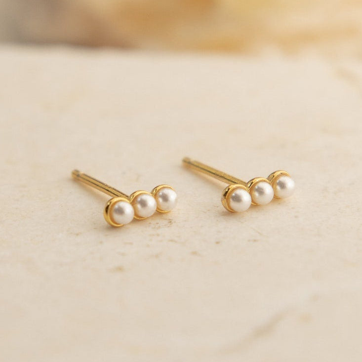 Tiny Pearl Bar Studs