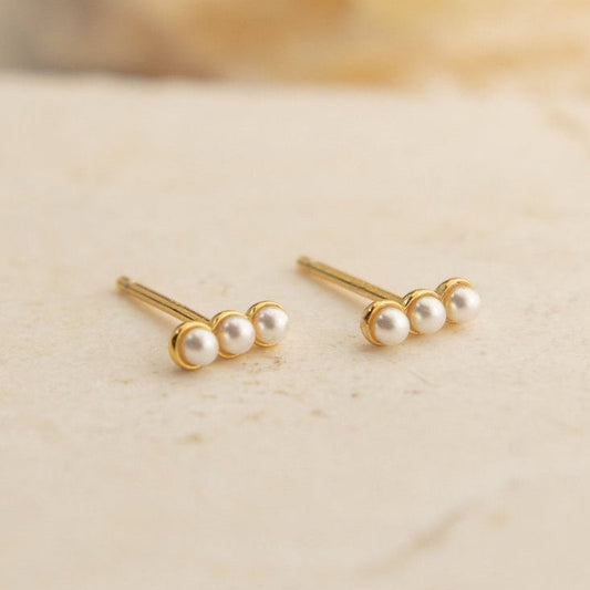 Tiny Pearl Bar Studs