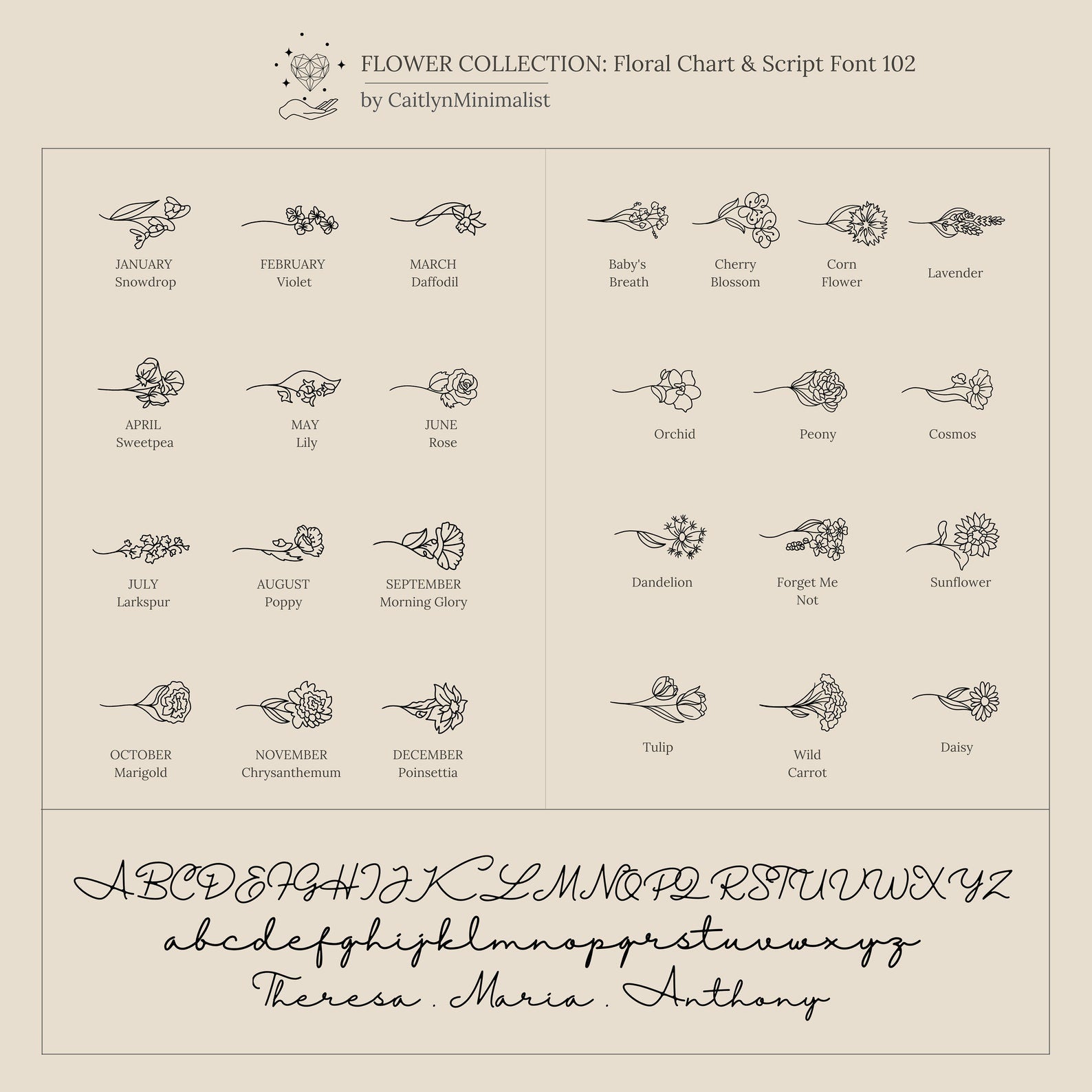 Birth Flower Name Ring