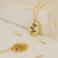 Oval Birth Flower Necklace