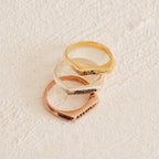Thin Birth Flower Signet Ring