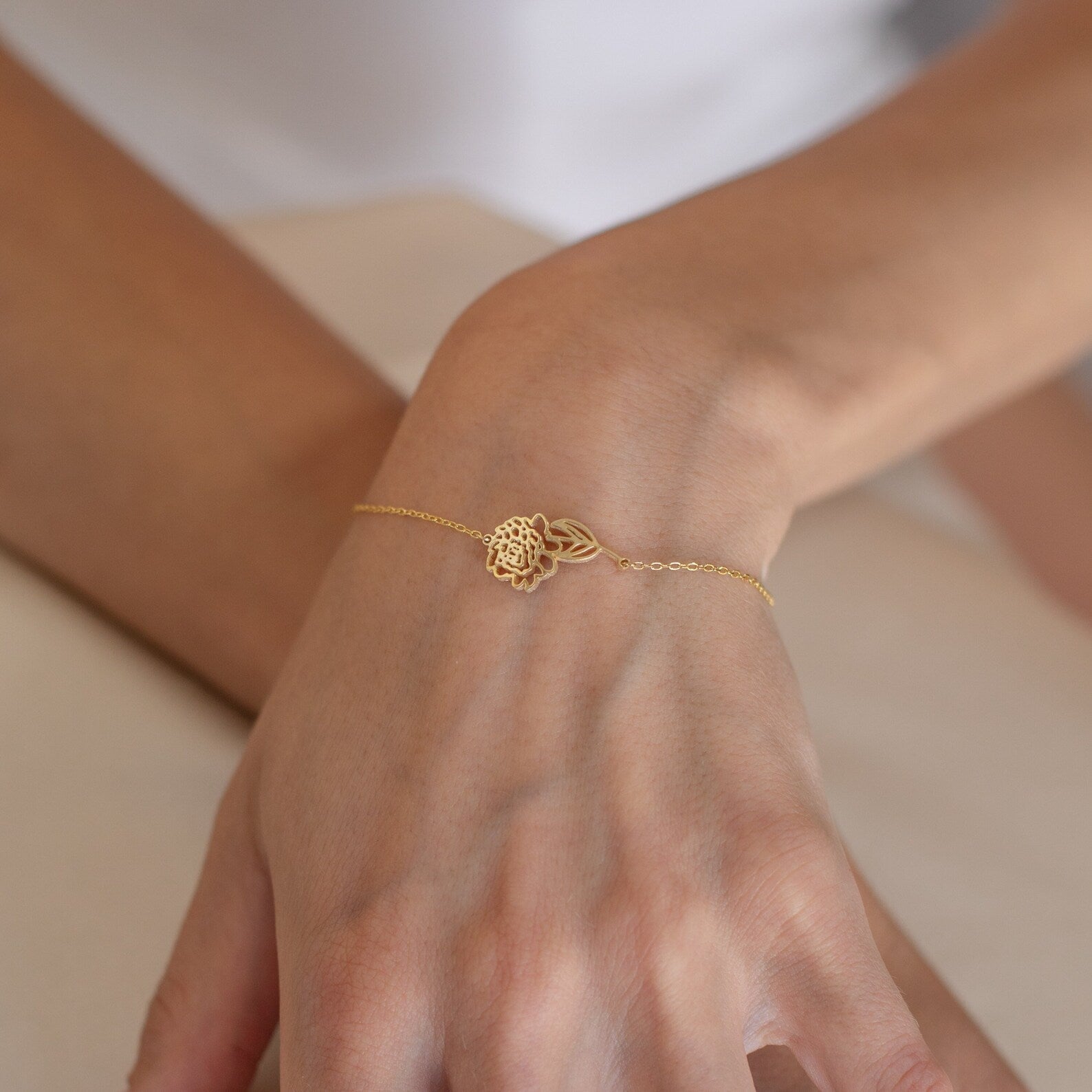 Custom Birth Flower Bracelet
