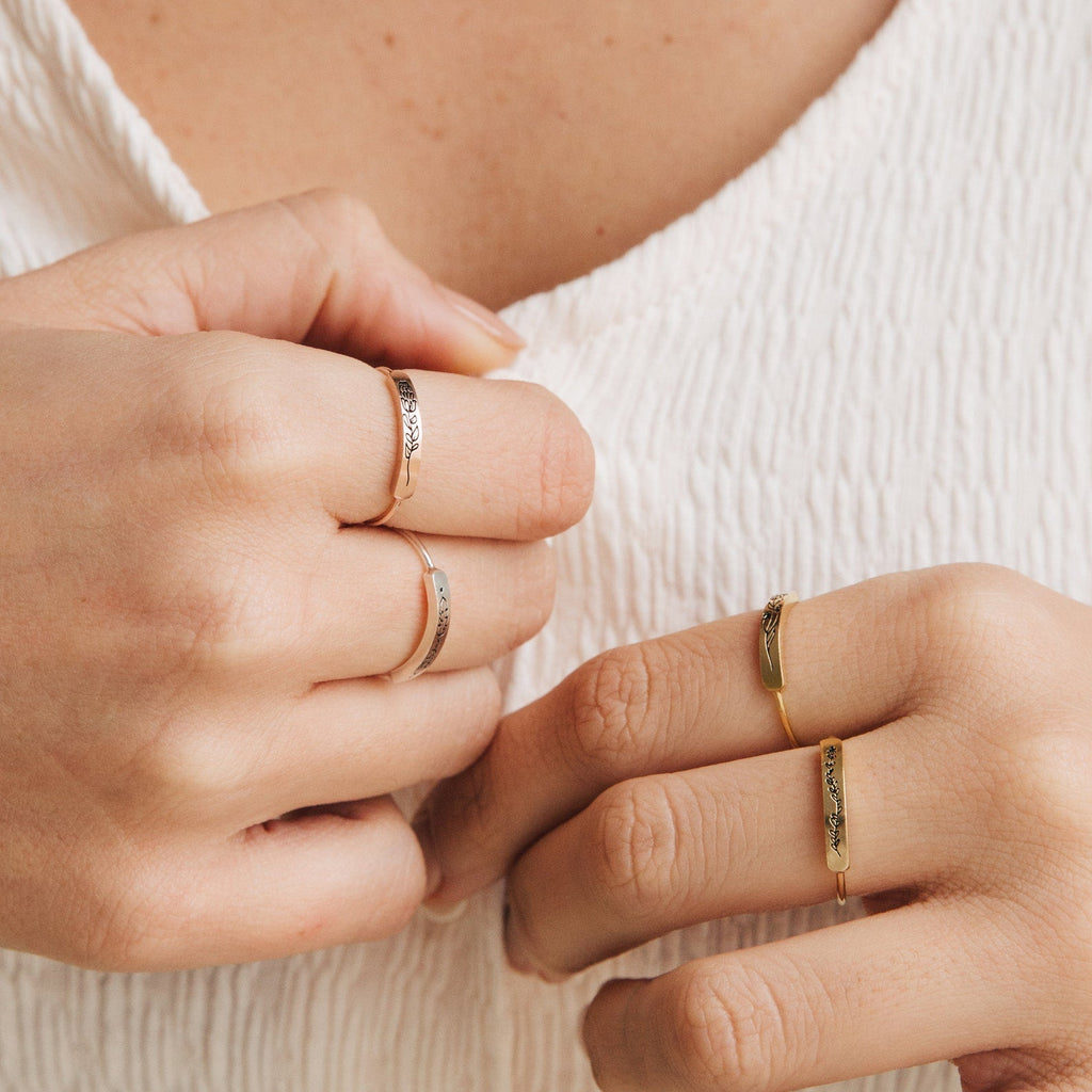 Birth Flower Bar Ring