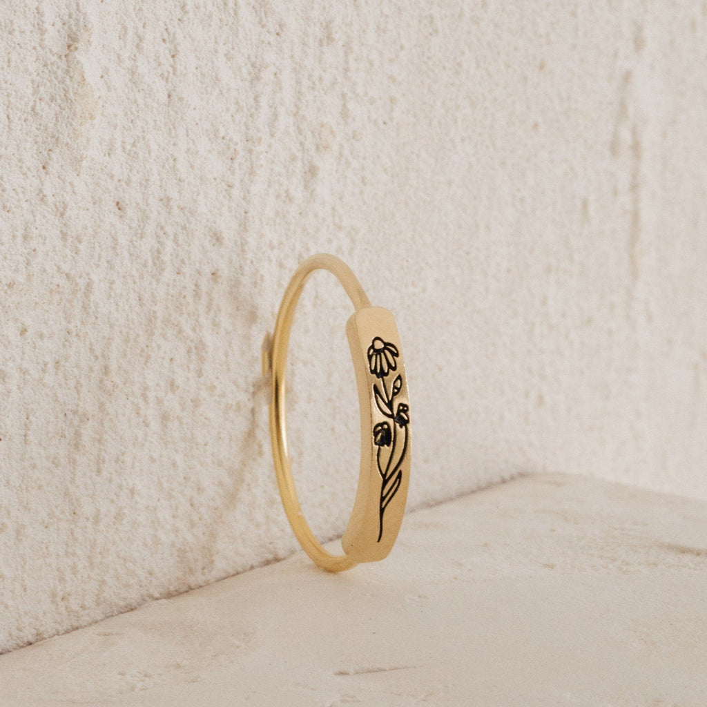 Birth Flower Bar Ring