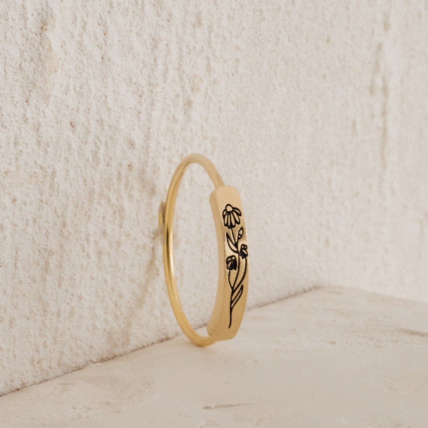 Birth Flower Bar Ring