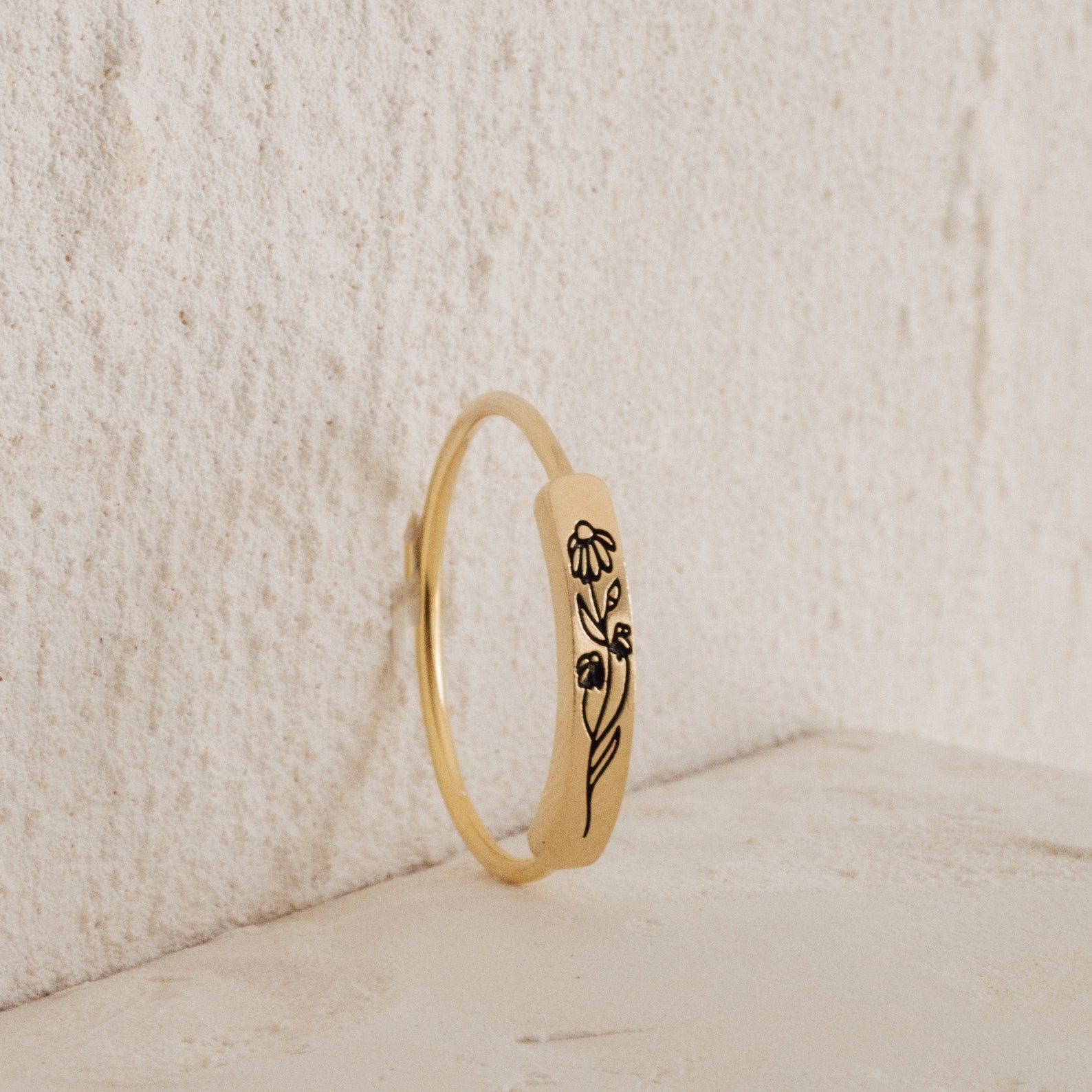Birth Flower Bar Ring