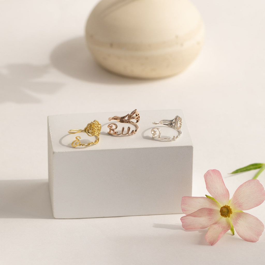 Birth Flower Name Ring