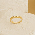 Thin Birth Flower Signet Ring
