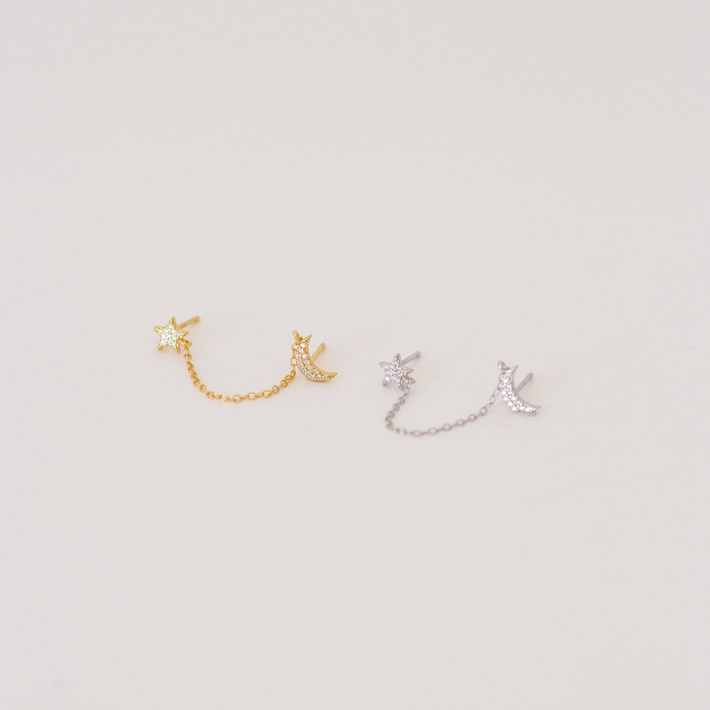 Luna Moon & Star Chain Earrings