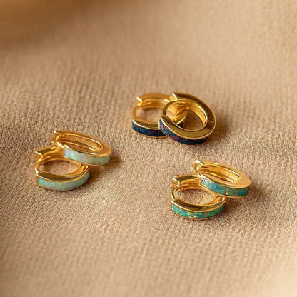 Opal Inlay Huggies Set