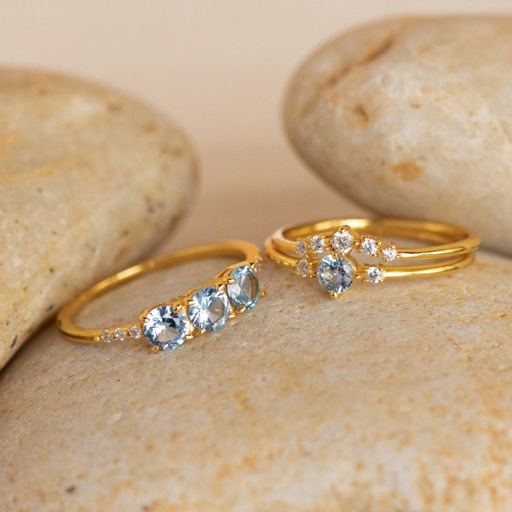 Aquamarine Stacking Ring Set