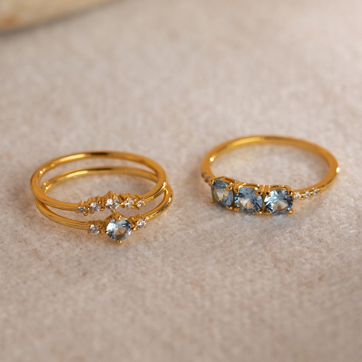 Aquamarine Stacking Ring Set
