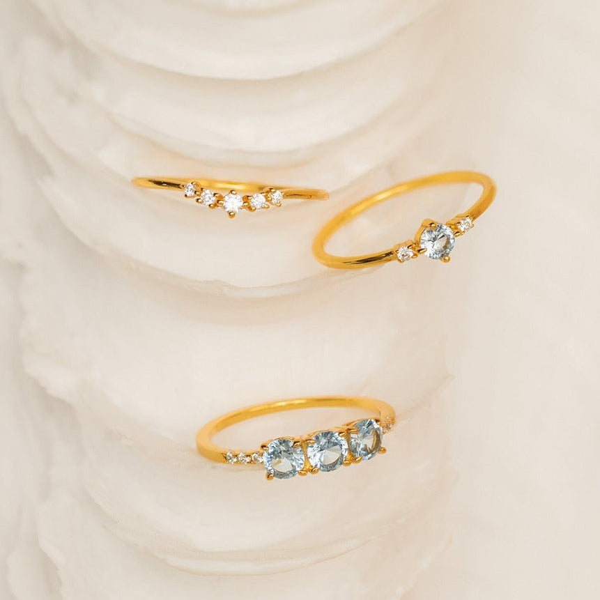 Aquamarine Stacking Ring Set