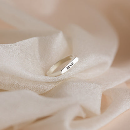 Thin Name Signet Ring