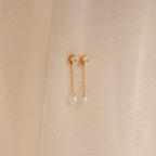 Diamond Pearl Drop Earrings