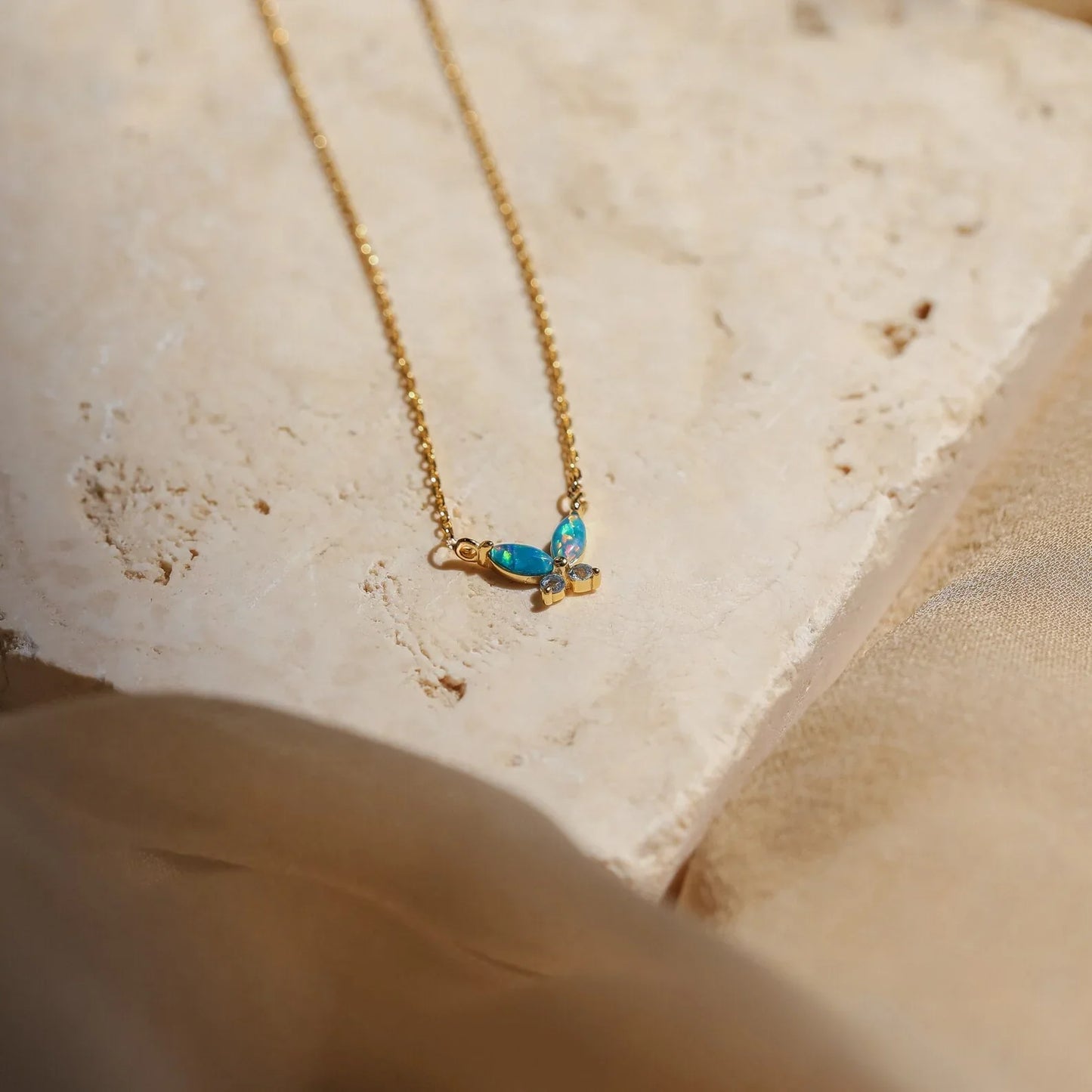 Opal Butterfly Necklace Set