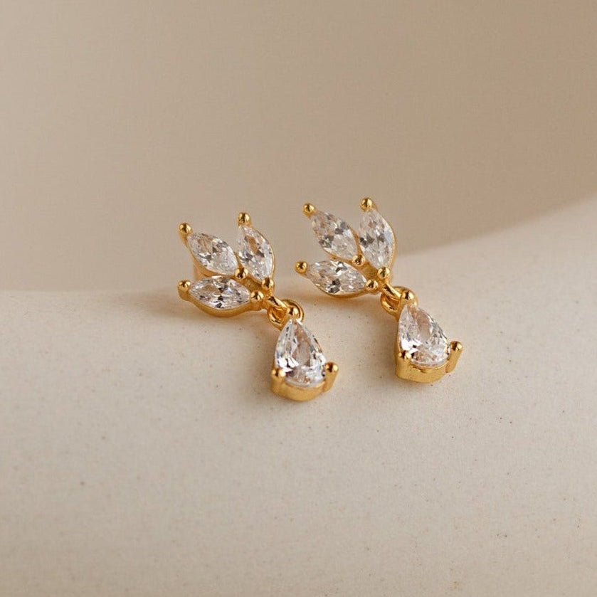 Marquise Diamond Drop Studs
