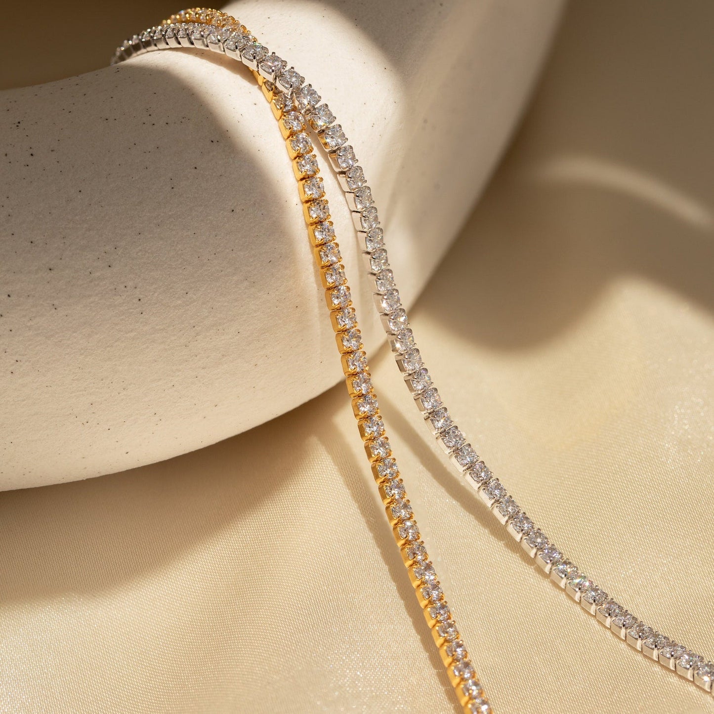Dainty Diamond Tennis Necklace & Bracelet Set