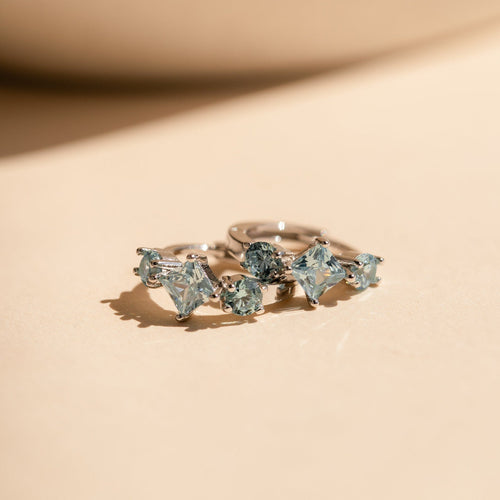 Aquamarine Diamond Huggies