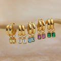 Dangling Gemstone Hoops