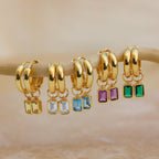 Dangling Gemstone Hoops