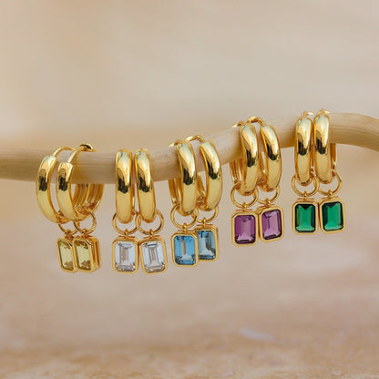 Dangling Gemstone Hoops