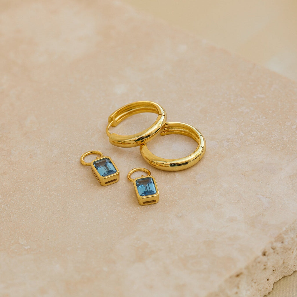 Dangling Gemstone Hoops