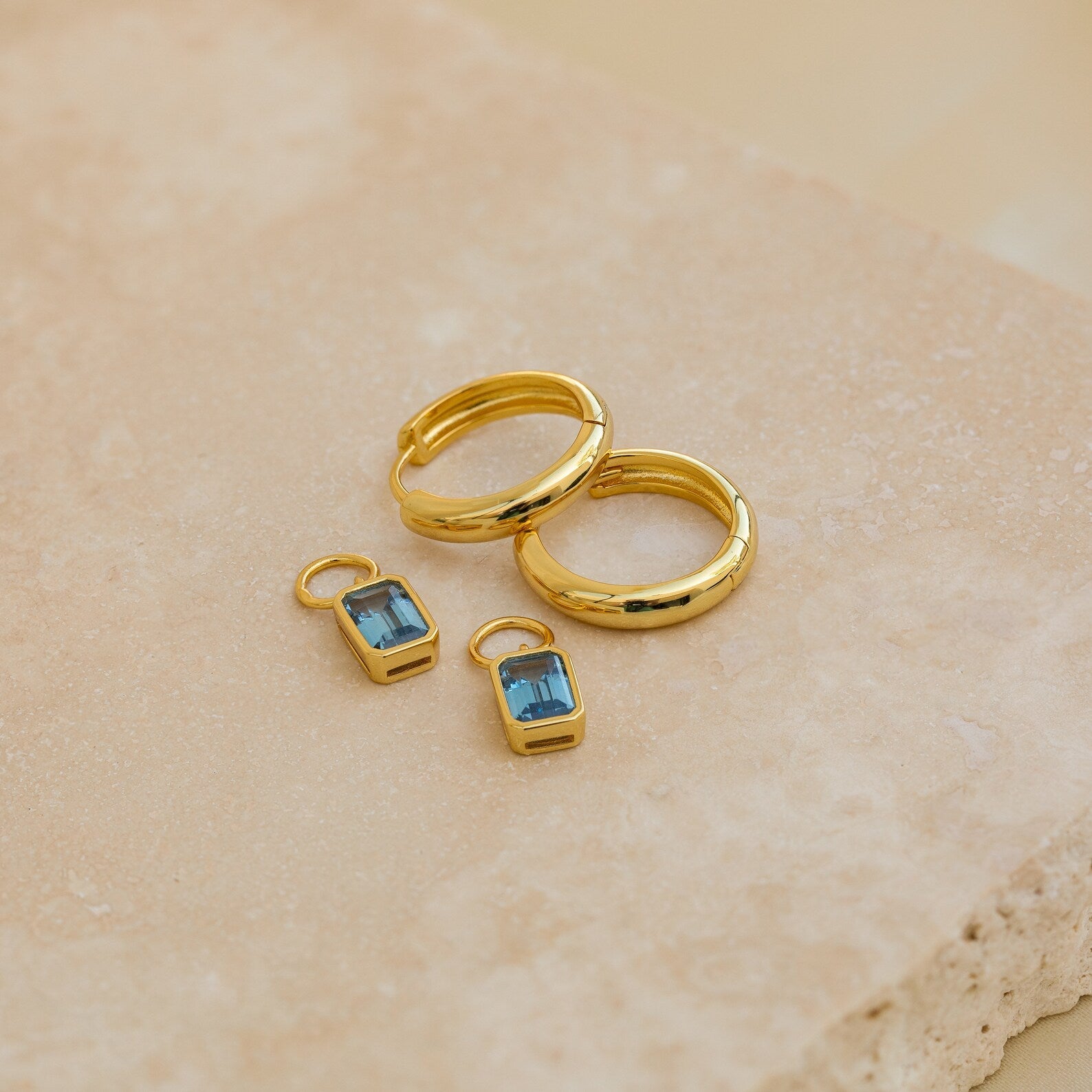 Dangling Gemstone Hoops