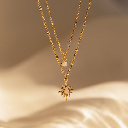 Opal Star Duo Necklace