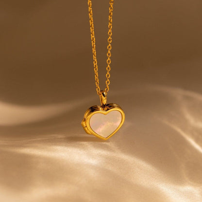 Pearl Heart Locket Necklace