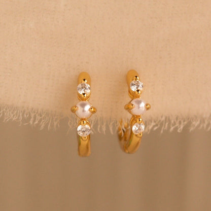 Pearl Diamond Huggies